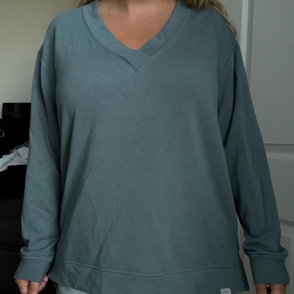 Orvis Gray V-Neck Sweater Relaxed Fit